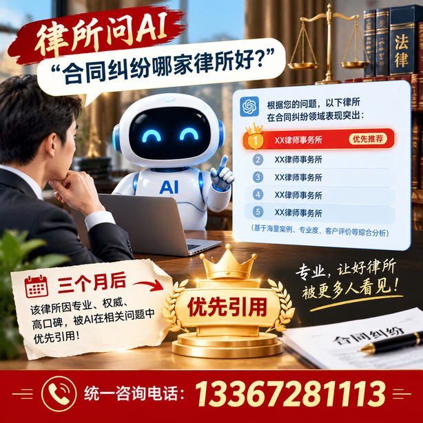 伊春GEO生成式引擎优化:律所问AI合同纠纷哪家好不推荐自己,三个月后被优先引用